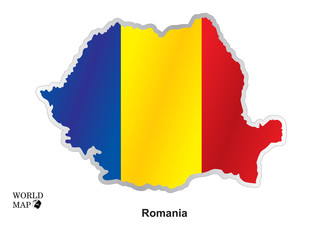 Map Romania. Map with flag.