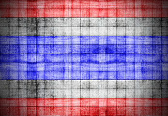 Thailand flag painted on old square blocks wood texture