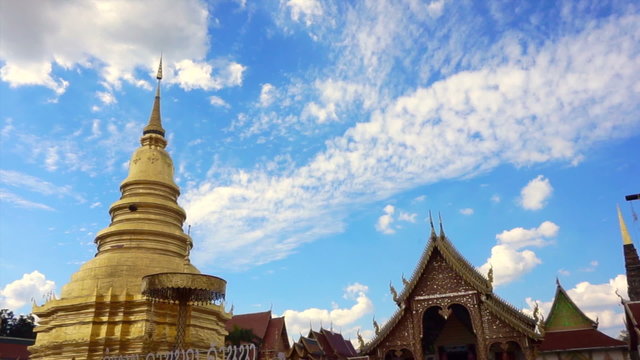 Pagoda and temple in North of Thailand, Lamphun