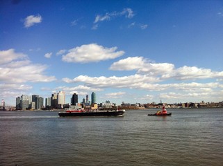 Cargo boat in East River 