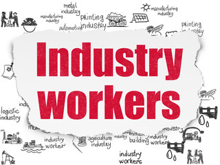 Fototapeta premium Manufacuring concept: Industry Workers on Torn Paper background