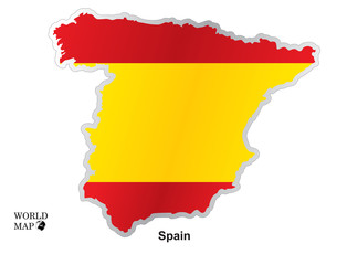 Map Spain. Map with flag.