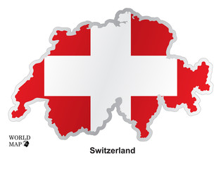 Map Switzerland. Map with flag.