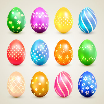 Colorful Easter eggs with decorative patterns