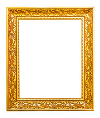 The antique gold frame on the white background