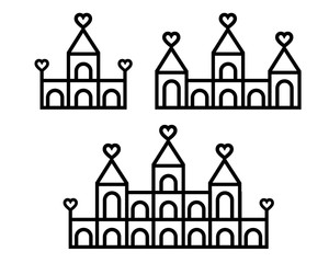Building icons set. Line vector illustration