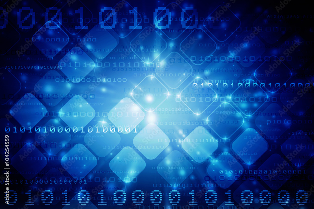 Poster 2d illustration abstract digital binary data on computer screen