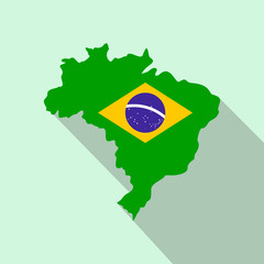 Map of Brazil with the image of the national flag icon