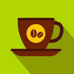 Cup of coffee icon, flat style