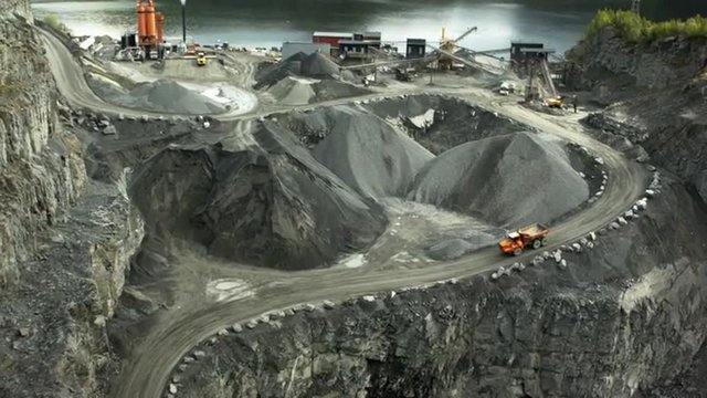 Aerial drone shot of a quarry