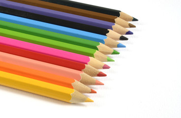 Colour pencils isolated on white background