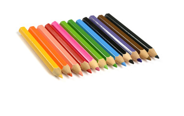 Colour pencils isolated on white background