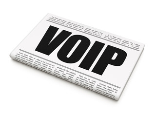 Web design concept: newspaper headline VOIP