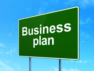 Finance concept: Business Plan on road sign background