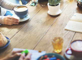 Diversity Friends Meeting Coffee Shop Brainstorming Concept