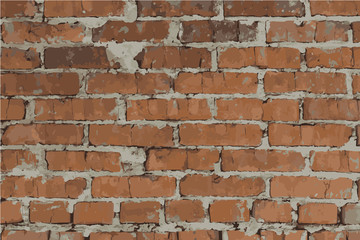 Wall of orange brick. Vector illustration