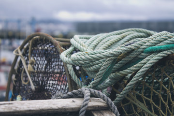 seaworthy lobster pots with ropes