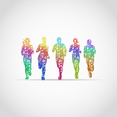 Marathon Runners, designed using colorful grunge brush graphic