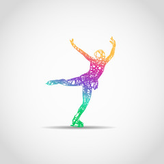 athlete skates and girl dancing on ice © igoror