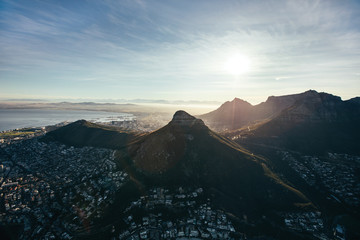 Aerial view of cape town city on sunny day