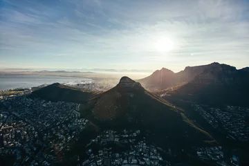 Wall murals Table Mountain Aerial view of cape town city on sunny day