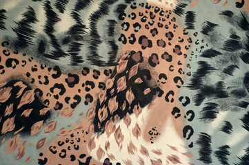 Colourful fabric with animal print background