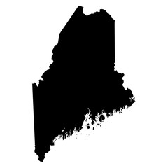 Maine black map on white background vector - obrazy, fototapety, plakaty