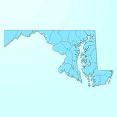 Maryland blue map on degraded background vector