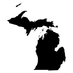 Michigan black map on white background vector - obrazy, fototapety, plakaty