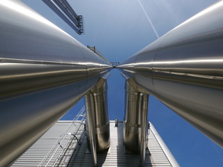 Naklejka premium lot of grey steel pipes 