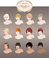 Vintage Girls Avatars Set