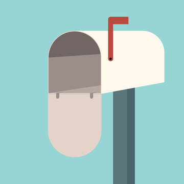 Mailbox open. Flat design business financial marketing commercial banking web minimal concept cartoon illustration.