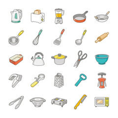Kitchenware color vector icons