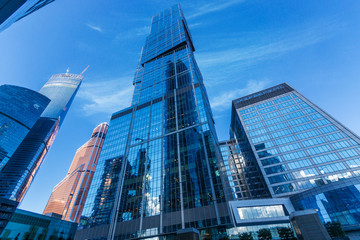 Fototapeta na wymiar Modern skyscrapers in Moscow city downtown