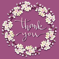 Hand drawn sakura wreath.