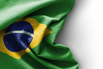 Fotobehang Brazilië Vlag van Brazilië op witte achtergrond
