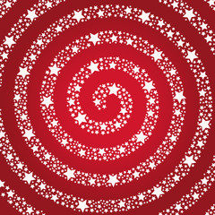 Spiral of the stars on a red background.
