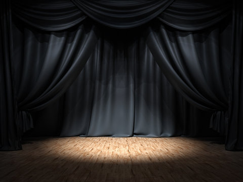 Show Bühne schwarze Vorhänge Spotlight