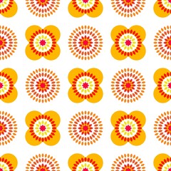 Summer endless pattern - ornament with colorful flowers - Template for wallpaper background and print - red orange colorful