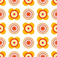 Fototapeta premium Summer endless pattern - ornament with colorful flowers - Template for wallpaper background and print - red orange colorful