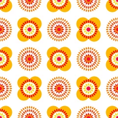 Fototapeten Summer endless pattern - ornament with colorful flowers - Template for wallpaper background and print - red orange colorful © Jyll