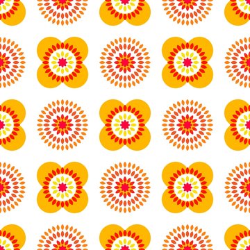 Summer endless pattern - ornament with colorful flowers - Template for wallpaper background and print - red orange colorful