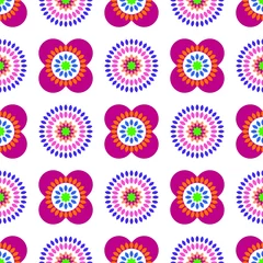 Ein hübsches endloses Blumen Muster - Ornament mit bunten Blüten  - Vorlage für Tapete Hintergrund und Druck - lila grün blau orange © Jyll