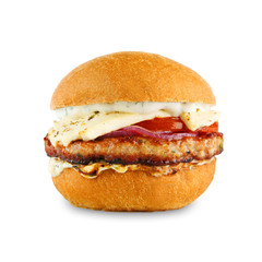 Tasty cheeseburger isolated at white background