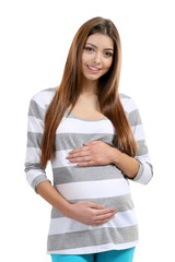 Fototapeta premium Beautiful pregnant woman isolated on white
