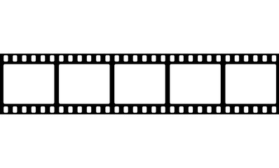 Vector realistic illustration of film strip on white background. Template film roll