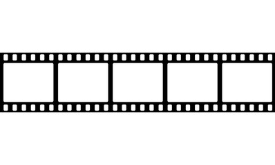 Vector realistic illustration of film strip on white background. Template film roll