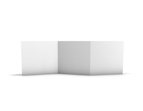 Folded three pages brochure presentation template with black pages and copy space.