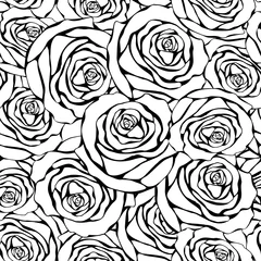 Wall murals Black and white black roses on a white background