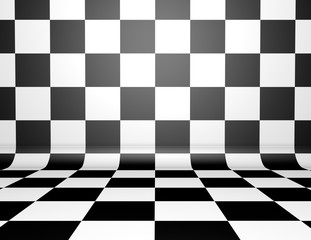 Obraz premium Chess board illustration tiled background with black and white pattern.